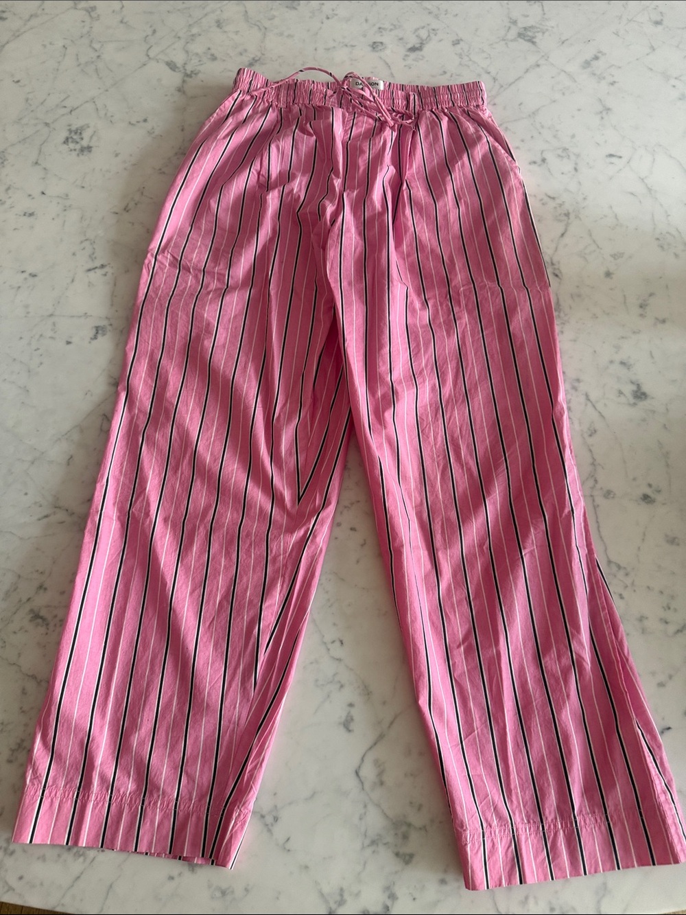 Pink Striped Womens Drawstring Pants